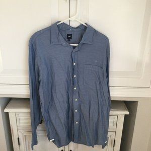 Men’s Gap XL Relaxed Fit Button Down Shirt - Blue/Gray, Casual